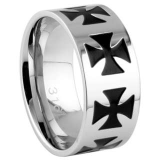 316L Stainless Steel Iron Cross Ring   Sz. 9 to 15  