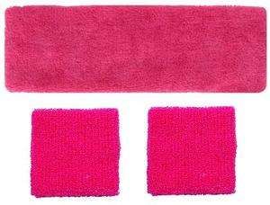 Sweatbands Pink 2 Head Band/Pair of 3 Wrist Bands (Breast Cancer 