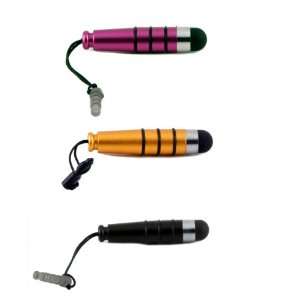  3 Pack Orange, Black, Purple Mini Stylus Pens by Boho 