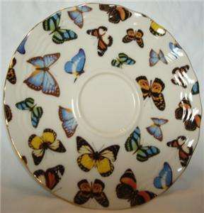 BUTTERFLY PRINT PATTERN TEACUP & SAUCER SET COLLECTIBLE  