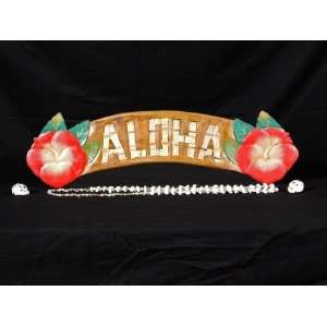  ALOHA Welcome Sign with Hawaiian Hibiscus Flowers Kitchen 