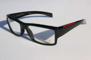 BLACK RED Thick RECTANGLE SMART NERD LOOKING GLASSES Fashion Eyewear 