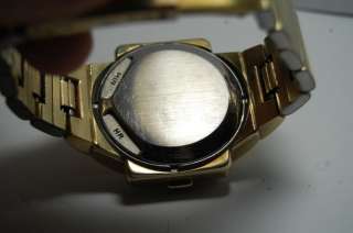 OMEGA RED FACE LED WATCH. NICE HEAVY GOLD FILLED CASE MEASURES 40X26MM 