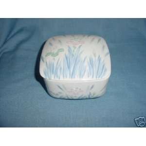    Porcelain Iris Covered Dish or Trinket Box 