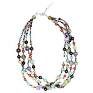  4 Strand Hand Beaded Necklace Jewelry