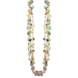 4 Strand Thread Mosaic Bead Necklace Beaded Jewelry by 