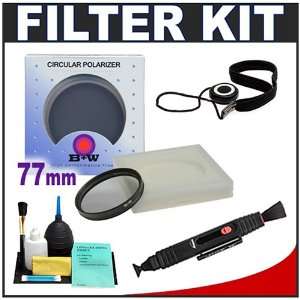 77mm Circular PL Polarizer Glass Lens Filter + Accessory Kit for Canon 