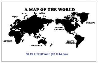 Map of the World Adhesive WALL STICKER Removable Decal  