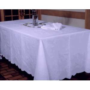  Large Banquet White Cotton Floral Embroidery Tablecloth 