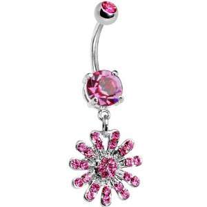  Pink Gem Gerber Daisy Belly Ring Jewelry