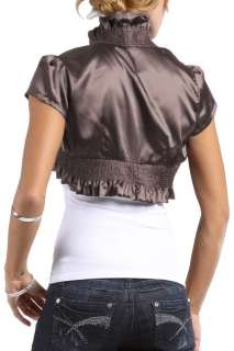 New Cropped Sleeves Ruffle Stretch Shrug Bolero Jacket  