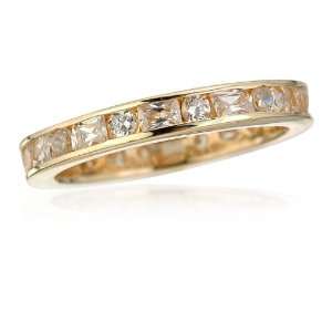   ROUND STONE CHANNEL SET WHITE CZ ETERNITY BAND RING IN GP Cheline