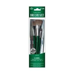 Royal Brush Brush Set Value Pack Camel 3/Pkg Glaze/Wash 1/4 3/4 1 