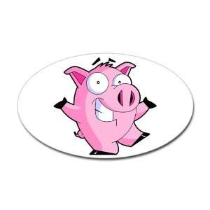  Sticker (Oval) Pig Cartoon 