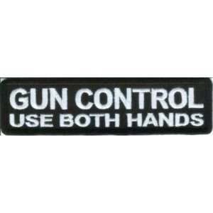  Gun Control Use Both Hands Funny Biker Fun Vest Patch 