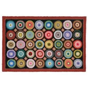    Button & Circles 2x3 hand hooked area rug dark: Home & Kitchen