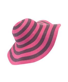 Fuscia (Pink) Pink and Grey Striped Floppy Hat  243584777  New Look