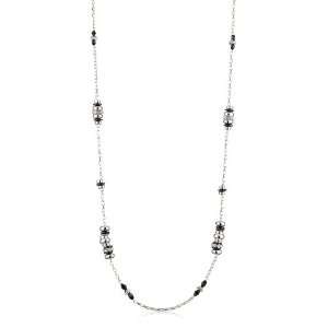  Nine West Silver Tone Plated 48 Jet and Crystal Necklace 
