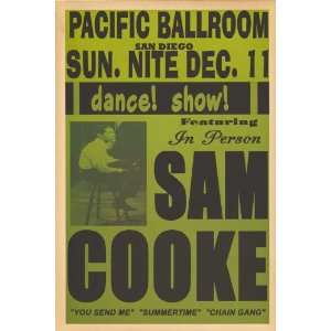Sam Cooke   Concert Poster (1960) Pacific Ballroom San Diego, CA (14 x 