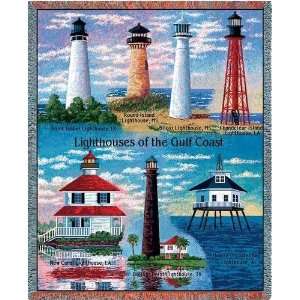  Lighthouse Gulf Coast Throw   70 x 53 Blanket/Throw