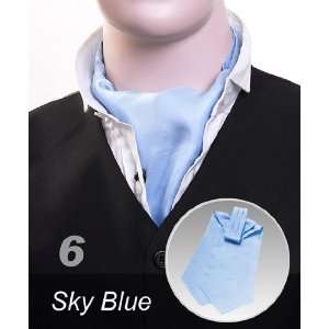  Plain Sky Blue Ascot tie 