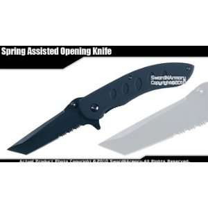   Spring Assisted Tanto Point Serrated Folder Knife