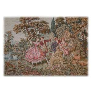    Lovers By The Fountain 56X39 Italian Tapestry