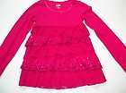 justice girls shirt size 10 pink long sleeve top ruffle lace sequins 