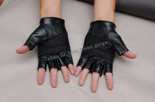   Motorcycle Biker Driving GENUINE Leather punk fingerless gloves  