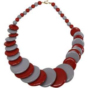 NFL Red Pewter Escalating Wooden Bead Necklace  Sports 