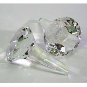 Oleg Cassini Crystal Diamond Cut Set of 2 Bottle Stoppers  