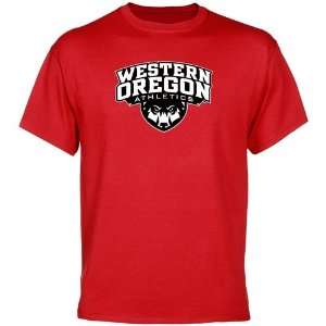 Western Oregon Wolves Mascot Logo T Shirt   Red