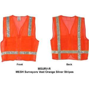   Mesh Surveyors Vest Orange Silver Stripes   5X Large
