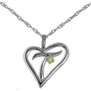   and Peridot T Initial Pendant (.01 cttw, I J Color, I1 Clarity), 17