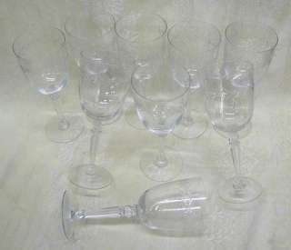   FOSTORIA Cut GLASS CRYSTAL HOLLY Water GOBLET STEMWARE SET  
