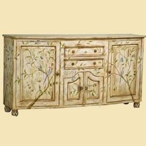 Birds In The Park Credenza Hand Painted 2 Drawers  