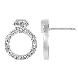  Emitations CZ Diamond Ring Stud Earrings, Clear, 1 ea 