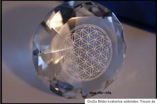 Glas Kristall Diamant Blume des Lebens Gravur gelasert Silber Feng 