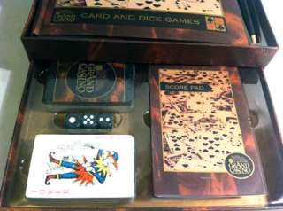   Casino Game Chest 2 decks Poker Cards Pen Dice ++ 694202757338  