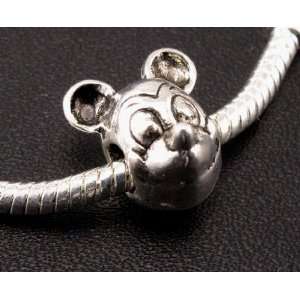  Mickey Mouse Antique Silver Charm Bead for Bracelet or Necklace 