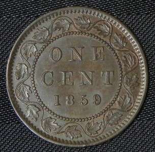 1859 Canadian Large Penny Queen Victoria One Cent Coin  