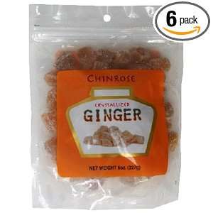ChinRose Crystallized Ginger, 8 Ounce Bags (Pack of 6)  
