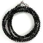 23.82ct, 15.5 inches, 2 3.4mm Natural Jet Black Diamond Faceted Beads 