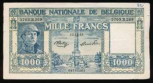 Belgium 1000 Francs 1945, P.128b III   