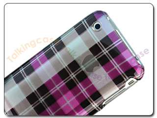   Pink Plum Plaid Checker Hard Case Cover For AT&T Apple iPhone 3G 3GS