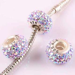High Quality 925 Sterling Silver Czech Crystal European Charm Beads 