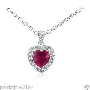 1ct Ruby and Genuine Diamond Heart Necklace  