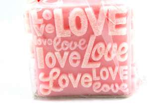 Two Red/Pink Square Embossed Word Love 3 Candles AS IS  