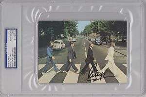 Beatles RINGO STARR Signed ABBEY ROAD POSTCARD PSA/DNA  