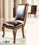 Mahogany Upholstered Leather Dining Side Chair  